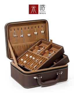 portable double-deck Jewellery suitcase high-grade PU skin Simplicity Ring Pendant Bracelet Jewelry box storage box household