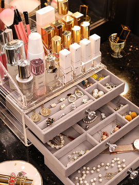jewelry Cosmetics storage box Drawer type ornaments Earrings Lipstick skin care products Finishing box Acrylic Earrings Shelf